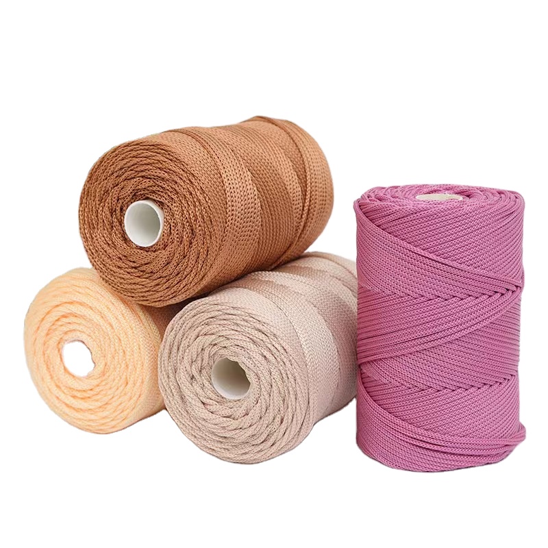 Toptan 3mm 230 metre örgü Polyester örgülü halat Hollow ambalaj tığ pamuk halat DIY makrome naylon kordon