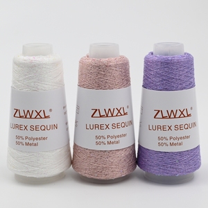 Bán Buôn 50G Sequin + Vàng Tinh Khiết Bạc Lurex Vải Tái Chế Kim Loại Đan Sợi Pha Trộn Dệt Nhuộm Mô Hình - Product Image 1