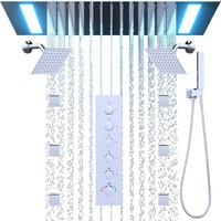 Système de douche Homedec 5 modes, pommeau de douche LED effet pluie 20x14 pouces, deux jets muraux de 6 pouces, 6 jets latéraux, douchette 2-en-1