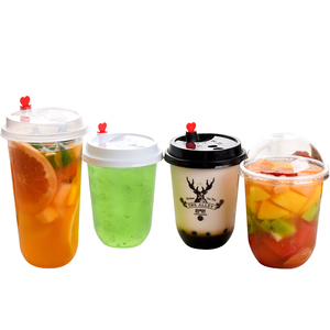 PP u shape cup 16oz juice bubble tea milk tea cup custom logo disposable clear plastic u cups