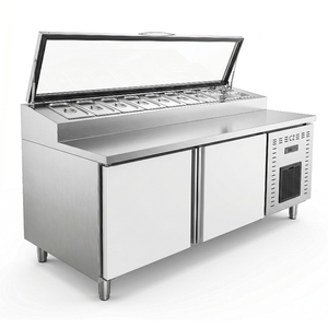 Mesa de Pizza Comercial Personalizada Directo de Fábrica, Mostrador para Ensaladas, Banco de Preparación de Alimentos para Pizzerí<span class=keywords><strong>a</strong></span> y Cocina - Product Image 3