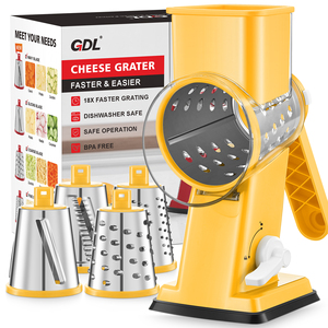 Trituratore Rotante Manuale in Acciaio Inox per Uso in Cucina Grattugia Formaggio Verdure Noci Taglia Verdure con Base a Ventosa Lavabile in Lavastoviglie - Product Image 1