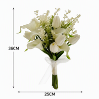 Bouquet de mariée artificiel blanc, bouquet de fleurs artificielles à tenir en main avec lys calla et tulipes pour cérémonie de mariage et séance photo