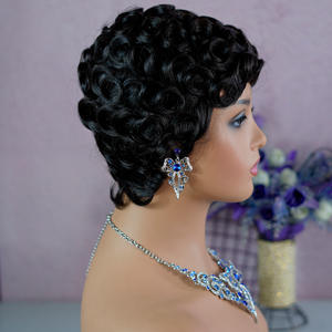 Perruques <span class=keywords><strong>Coupe</strong></span> <span class=keywords><strong>Courte</strong></span> Afro Crépus Bouclé Perruque 100% <span class=keywords><strong>Cheveux</strong></span> Humains Bouclés Brésiliens <span class=keywords><strong>Pour</strong></span> Femmes Noires Full Machine Perruques Courtes <span class=keywords><strong>Coupe</strong></span> Pixie - Product Image 5