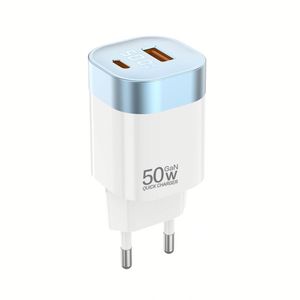 อะแดปเตอร์ชาร์จ GaN 50W รองรับทั่วโลก ชาร์จเร็ว USB Type C พร้อมพอร์ต A+C สำหรับโทรศัพท์และแล็ปท็อป - Product Image 5