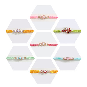 Prezzo di fabbrica all'ingrosso 3 fiori di smalto braccialetto malocchio tessuto a mano bracciale regolabile malocchio set braccialetto - Product Image 3