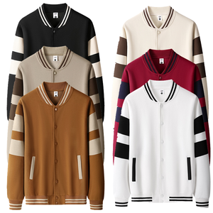 Veste universitaire d'hiver, col montant, logo sur le devant, coupe ample, décontractée, coupe-vent, tendance, tenue de couple, usage quotidien, bouton unique - Product Image 1