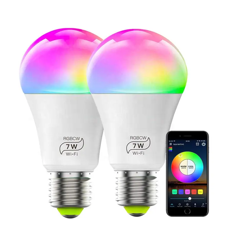 Vendite calde telefono cellulare Led multicolore controlla la tua lampadina compatibile con Alexa e Google Assistant