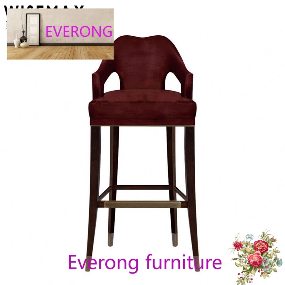 Европейский роскошный барный стул из бархатной ткани
