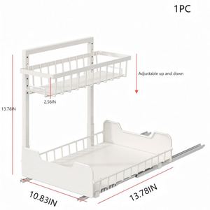 Organizador Metálico Extraíble de 2 Niveles sin Agujeros para Cajones de Cocina, Baño o Inodoro, para Condimentos y Especias - Product Image 5