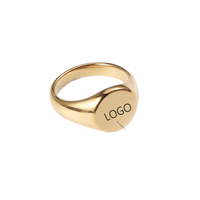 Bagues personnalisées en acier titane plaqué or 18 carats avec logo, disques simples en acier inoxydable poli miroir gravés pour fiançailles et anniversaire