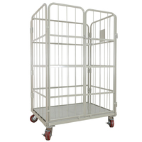 Entrepôt PU Roues Cadre en acier Heavy Duty Pliable 4 côtés Cage de sécurité Métal Mobile Rolcontainer