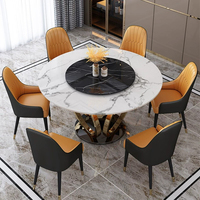 Table à manger ronde en marbre, design italien, ensemble en acier inoxydable, table moderne