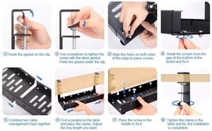 Organisateur de câbles en métal extensible sous le plateau de gestion des câbles de bureau pour une gestion efficace des fils - Product Image 4