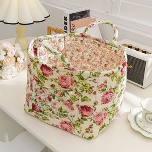 Foreign Trade Export Home Fabric Floral Rectangular <b>Storage</b> <b>Basket</b> Pastoral Style Portable Underwear Organizer Machine Washable - Product Image 5