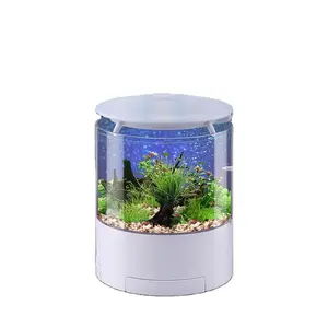 Sobo mini acrylic cylinder fish tank office desktop small size tank with filter light Q1 Q2