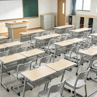 Meubles scolaires pour un seul élève, table et chaises en bois, tables de classe, mobilier scolaire en PP, pieds en acier, salle d'étude scolaire