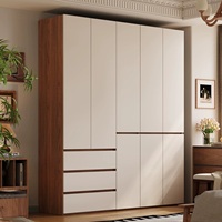 Armoire de chambre à coucher moderne en verre noir intégrée Elabor avec étagère à chaussures - Armoires et placards