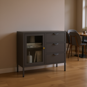 ตู้ข้างเหล็กสีแอนทราไซต์ 29.5x13.8x27.6 นิ้ว 3 ลิ้นชัก เฟอร์นิเจอร์บ้านดีไซน์เรียบง่ายทันสมัย - Product Image 2