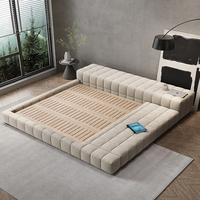 Lit plateforme moderne en tissu Mobilier de chambre à coucher élégant Matelas pour lit double 200*200 Chats Lit fenêtre