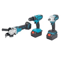 Ensemble multifonction trois pièces en acier inoxydable avec batterie au lithium rechargeable, garantie de 3 ans, perceuse à main et meuleuse d'angle