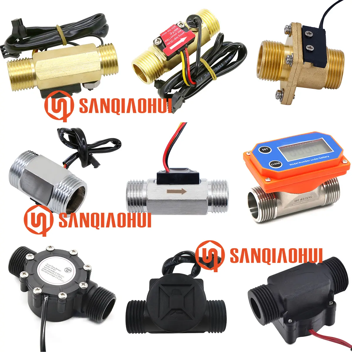 Sqh102 G1 G1/4 Brass Cảm Biến Lưu Lượng Switich G1/2 Nhựa Thép Không Gỉ Hội Trường Từ Tính Cảm Biến Lưu Lượng Nước Cho Dầu Đo Lưu Lượng