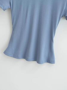 T-Shirt Casual da <span class=keywords><strong>donna</strong></span> Slim Fit t-Shirt da <span class=keywords><strong>donna</strong></span> a manica corta da <span class=keywords><strong>donna</strong></span> t-Shirt in cotone tinta unita - Product Image 6