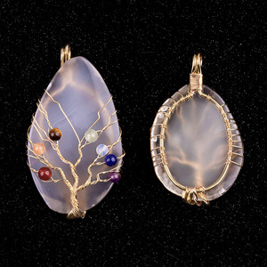 Pendentif <span class=keywords><strong>Arbre</strong></span> <span class=keywords><strong>de</strong></span> <span class=keywords><strong>Vie</strong></span> en forme <span class=keywords><strong>de</strong></span> feuille colorée en cristal <span class=keywords><strong>de</strong></span> 45 à 60 mm, enroulé <span class=keywords><strong>de</strong></span> fil, accessoires <span class=keywords><strong>de</strong></span> bijoux DIY - Product Image 3