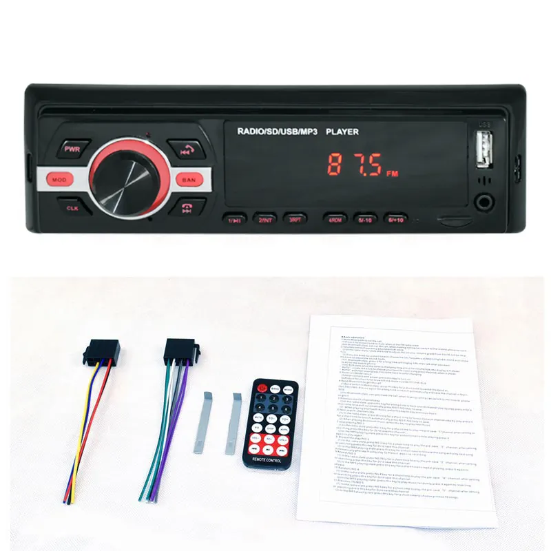 Car Stereo Audio Single DIN In Dash ricevitore FM 12V lettore autoradio MP3 60 wx4 con telecomando