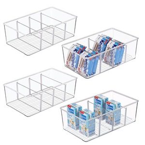Transparent Storage Box With Compartments Rectangular Food Container For Snacks Tea Coffee Beverage Desktop Office Use - Product Image 1