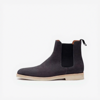 Bottes mi-mollet Chelsea européennes pour hommes en cuir véritable avec bande élastique, bout pointu, semelle épaisse, chaudes, pour l'automne, avec semelle extérieure en caoutchouc rehaussante