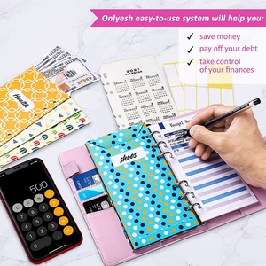 PU <b>A6</b> Size Loof-leaf PVC Binder Customization Budget Cash Money <b>Envelope</b> Planner Binder Set Side Pouches Bill Pen Pockets Binder - Product Image 3