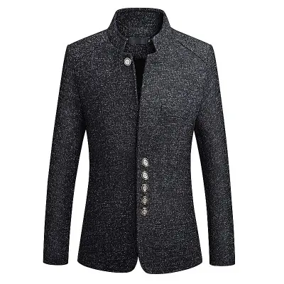 Blazer Men spring New Chinese style Business Casual Stand Collar Male Blazer Slim Fit Mens Blazer Jacket Size M-5XL
