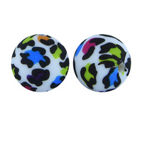 Perline Rotonde in Silicone da 15mm con Stampa Leopardata a Trasferimento d'Acqua per Fai da Te, Catenelle per Ciuccio e Articoli per la Dentizione del Bambino