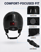 Casque de ski avec visière, enregistrement vidéo 4K, stabilisation 6 axes, coque PC et corps EPS, angle large de 130 degrés, vidéo 30FPS