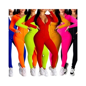 2025 Autumn Sports Women's Two-Piece <b>Set</b> <b>Sexy</b> Casual Solid Color Long Sleeve Zipper Hooded Knitting - Product Image 2