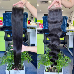 Wholesale Hair 4x4 5x5 Lace Closure vietnamese raw hair bone straight <b>wigs</b> Virgin Cuticle Aligned Human Hair Preplucked Closure - Product Image 1