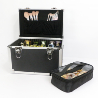 Mallette de train de maquillage professionnel avec pochette sac boîte de maquillage valise grande capacité boîte de rangement cosmétique pour maquilleurs