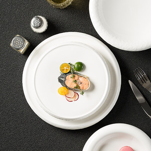 Vente en gros d'assiettes à dîner en céramique blanche écologique Vaisselle de restaurant pour les pâtes Plateau de service pour desserts sucrés Plateau d'exposition - Product Image 5