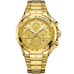 Relogio Masculino Wrist <b>Watches</b> Men Golden Chronograph Men <b>Watch</b> Stainless Steel Waterproof Fashion Wristwatch for Man - Product Image 3