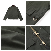 Veste de travail pour homme en sergé épais 400 g/m², coupe ample vintage, coupe-vent, manteau d'automne, logo personnalisé OEM ODM, polyester/coton, fermeture éclair