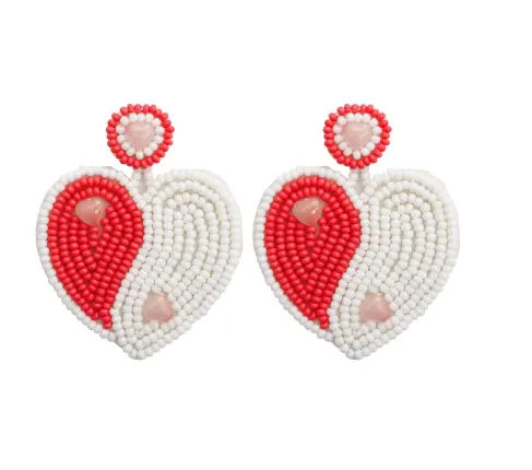 2023 new Valentine's Day earrings wholesale Tai Chi creative hand-woven Japanese millet beads love earrings