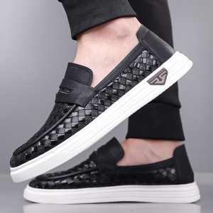 Mocasines Blancos para Hombre, Punta Redonda, Sin Cordones, Forro de Malla Transpirable, Suela de Goma, Zapatos Casuales de Verano para Conducir - Product Image 3