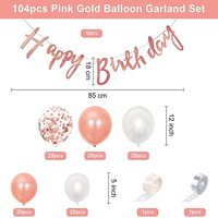 Kit d'arche de ballons rose gold et blancs 104 pièces, guirlande de ballons en latex avec confettis pour décorations de fête d'anniversaire, de mariage et de fiançailles