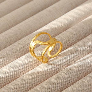 Anello da Donna Aperto Regolabile MW all'Ingrosso in Acciaio Inossidabile Placcato Oro 18k Gioielli Impermeabili Vendita all'Ingrosso Anello Geometrico in Oro da Donna - Product Image 6