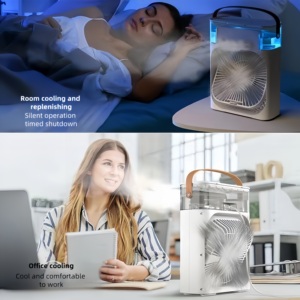 Mini ventilador enfriador de aire USB portátil, humidificador de escritorio de oficina silencioso con rociador de plástico de 3 velocidades para coche, uso doméstico al aire libre RV - Product Image 6