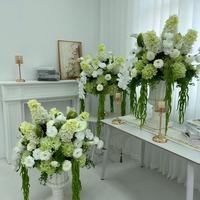 Bunga Bola Hydrangea Mawar Hijau Putih 60cm Buatan Tangan dari Sutra Berkualitas Tinggi, Tahan Lama, dan Dapat Disesuaikan untuk Dekorasi Pernikahan