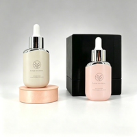 Flacon compte-gouttes ovale unique transparent/blanc brillant 30 ml pour essence à base de plantes, tonique capillaire, huile de croissance des cils, emballage de soin de la peau, flacon de sérum