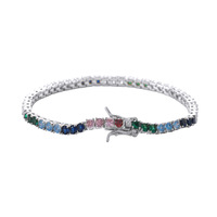 RQ Hip Hop collier coloré glacé arc-en-ciel CZ pierre diamant 3mm chaîne de Tennis