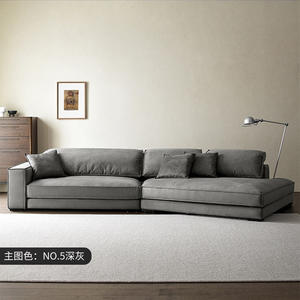 โซฟาผ้าเทคโนโลยีฝ้า,โซฟาสไตล์อิตาลีมินิมอลลิสต์ขนาดใหญ่เรียบชั้นโซฟาดาวน์เข้ามุมหรูหราน้ำหนักเบาสไตล์นอร์ดิก - Product Image 3